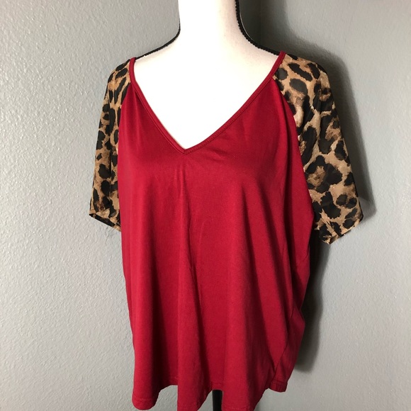 Red V-Neck Tee - Picture 3 of 6